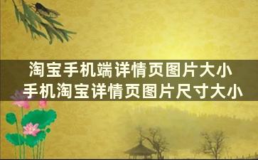 淘宝手机端详情页图片大小 手机淘宝详情页图片尺寸大小